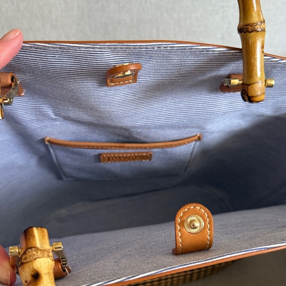 New J. McLaughlin Tan and Black bag with bamboo handles - Picture 4 of 5